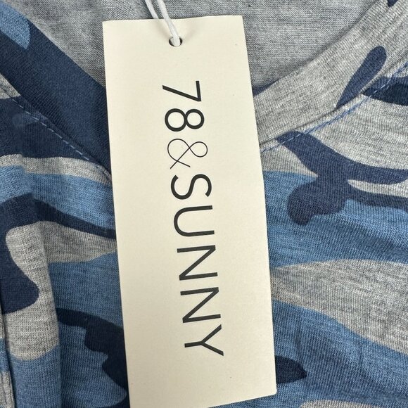 78 & Sunny Del Mar Slinky Tank Camo Grey/Navy Size S Racerback Womens Top - Picture 7 of 8